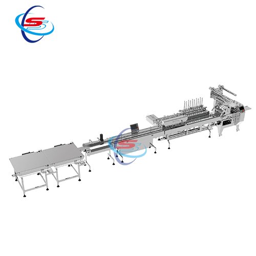 Automatic palletizing, boxing, and material packaging line