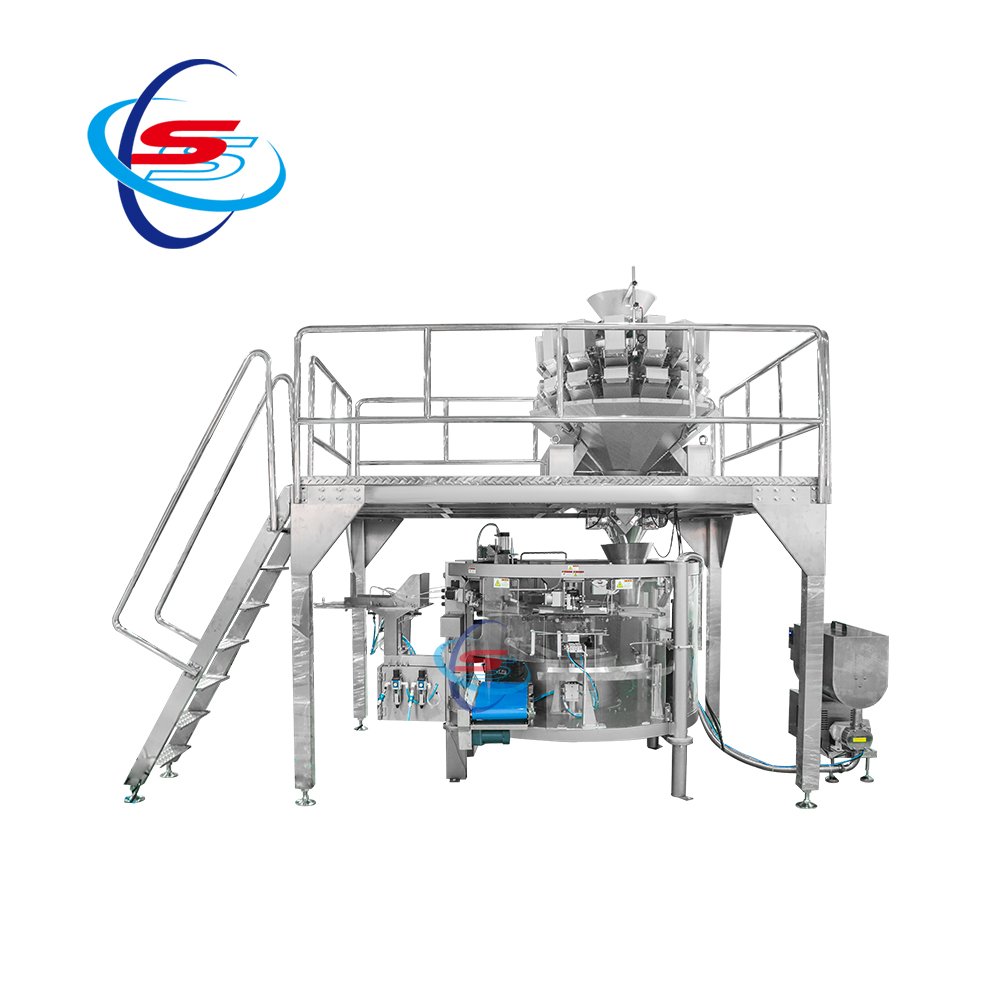 260 Eight Station Olive Fruit Weighing Liquid Mixing Pouch Packaging Machine