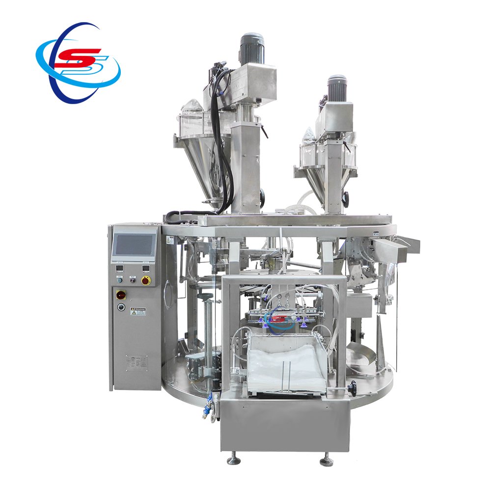 Powder dual feeding weighing and replenishment packaging machine